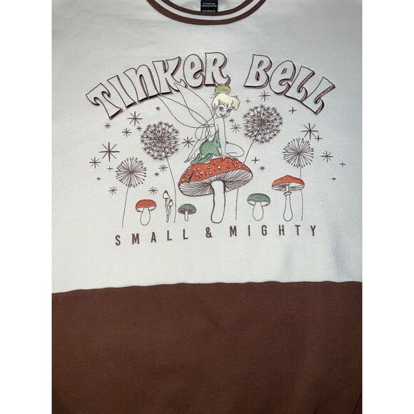 Disney Our Universe Tinker Bell Sweatshirt Womens S Cream Mushroom Forest Fairy - Picture 2 of 7